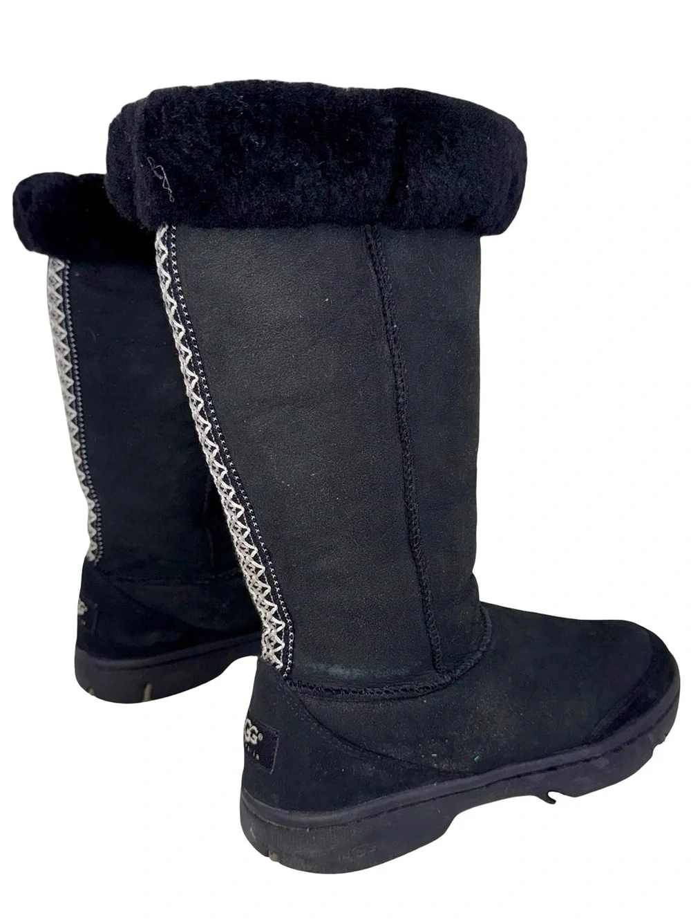 UGG ULTIMATE TALL BRAID BOOTS IN BLACK